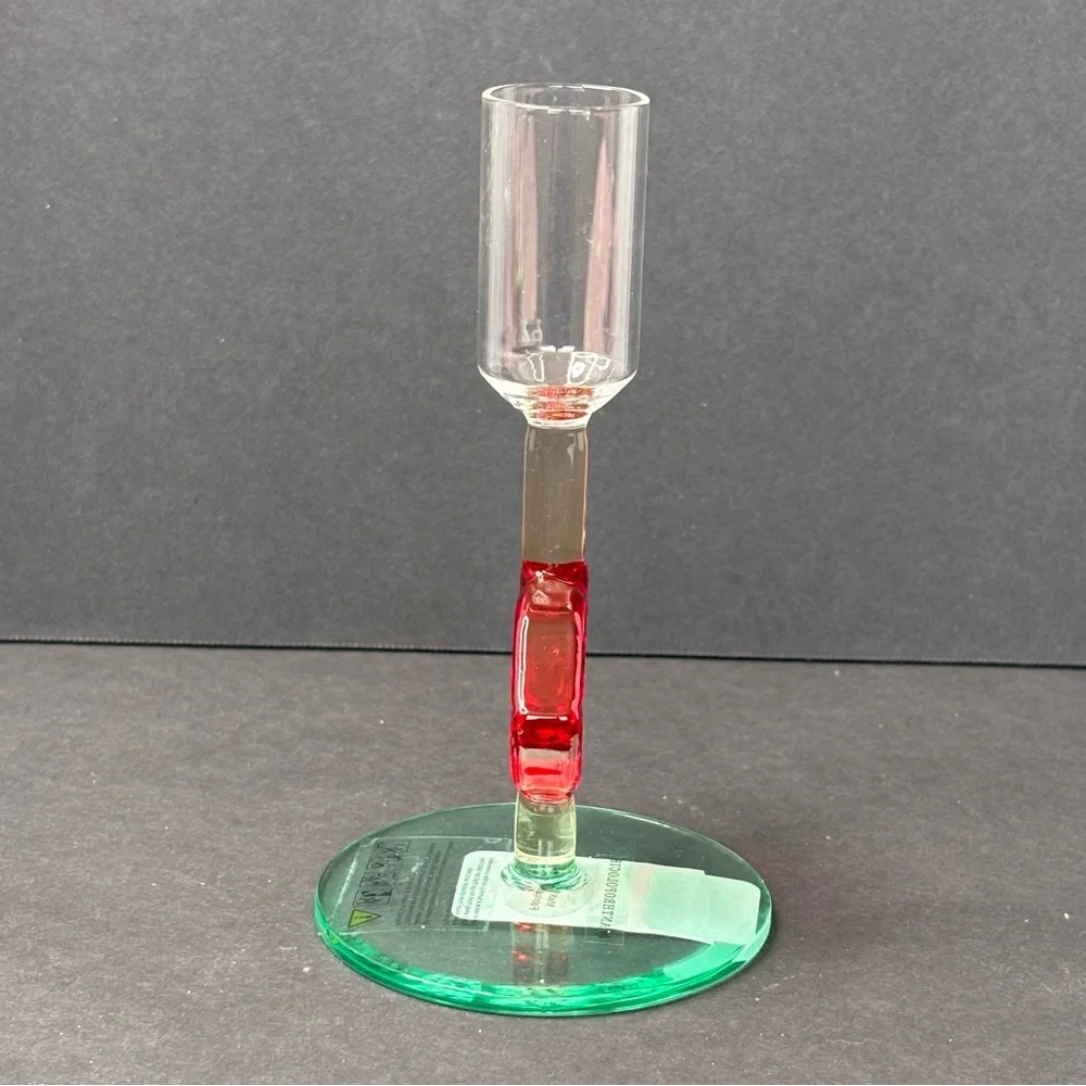 NWT Anthropologie Ceci Glass Candle Holder With Red Lips 5.25”